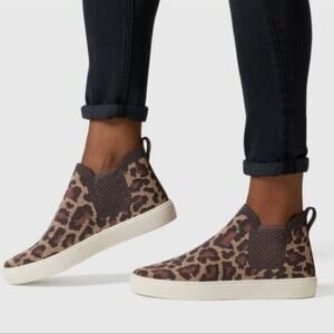 Rothy's Chelsea Wildcat Cheetah Slip On Sneaker Boots Animal Print sz 8.5